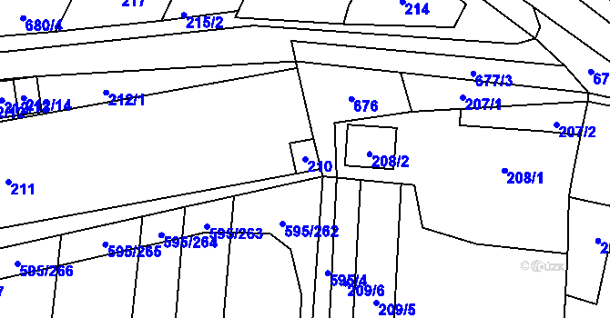 Parcela st. 210 v KÚ Řeznovice, Katastrální mapa