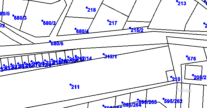 Parcela st. 212/1 v KÚ Řeznovice, Katastrální mapa