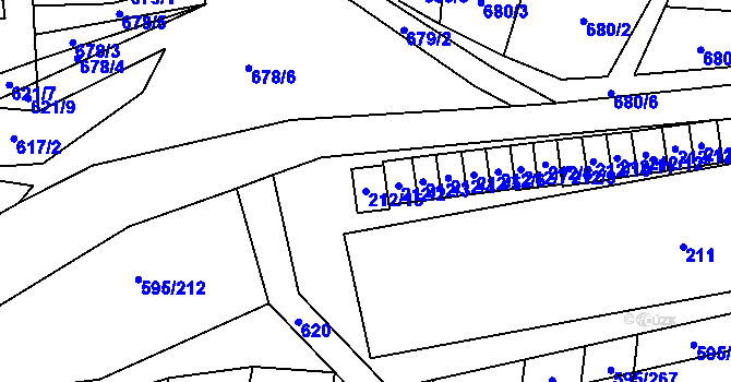 Parcela st. 212/15 v KÚ Řeznovice, Katastrální mapa