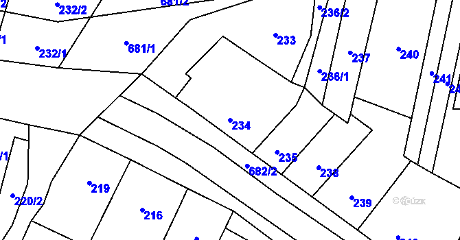 Parcela st. 234 v KÚ Řeznovice, Katastrální mapa