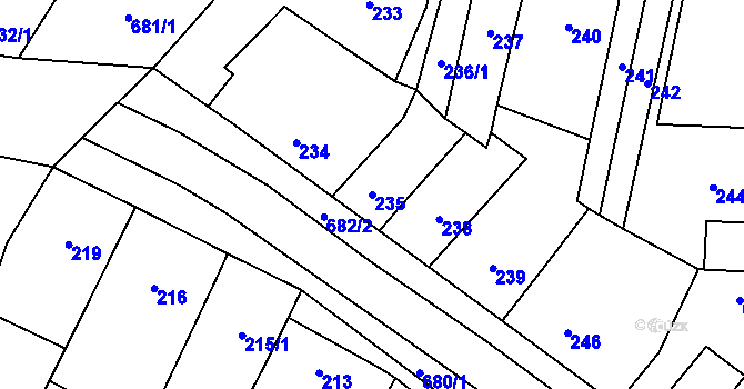 Parcela st. 235 v KÚ Řeznovice, Katastrální mapa
