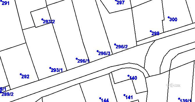 Parcela st. 296/3 v KÚ Řeznovice, Katastrální mapa