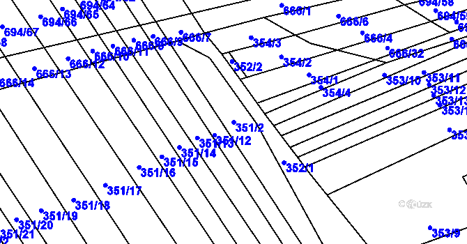 Parcela st. 351/2 v KÚ Řeznovice, Katastrální mapa