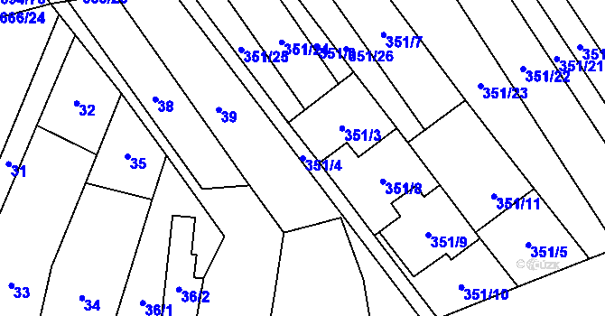 Parcela st. 351/4 v KÚ Řeznovice, Katastrální mapa
