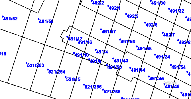 Parcela st. 491/4 v KÚ Řeznovice, Katastrální mapa