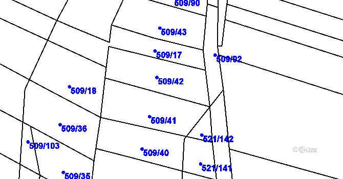 Parcela st. 521/2 v KÚ Řeznovice, Katastrální mapa