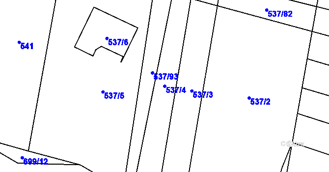 Parcela st. 537/4 v KÚ Řeznovice, Katastrální mapa