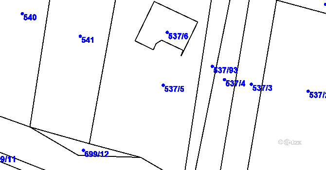 Parcela st. 537/5 v KÚ Řeznovice, Katastrální mapa