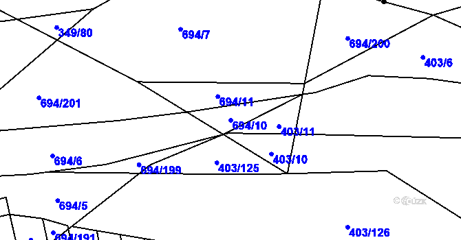 Parcela st. 694/10 v KÚ Řeznovice, Katastrální mapa