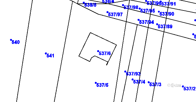 Parcela st. 537/6 v KÚ Řeznovice, Katastrální mapa