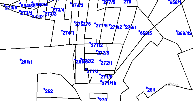 Parcela st. 272/3 v KÚ Řeznovice, Katastrální mapa
