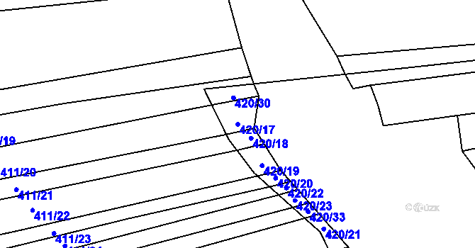 Parcela st. 420/17 v KÚ Řeznovice, Katastrální mapa