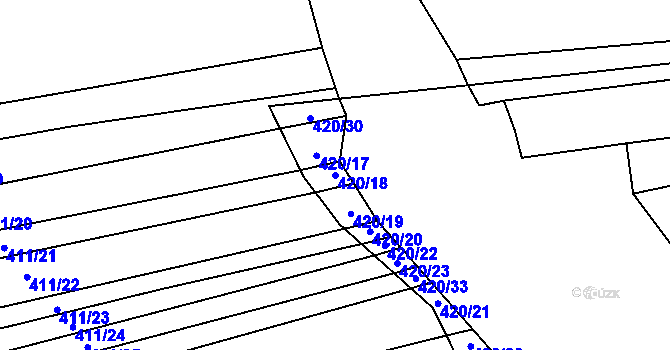 Parcela st. 420/18 v KÚ Řeznovice, Katastrální mapa