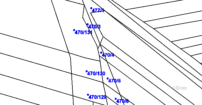 Parcela st. 470/4 v KÚ Řeznovice, Katastrální mapa