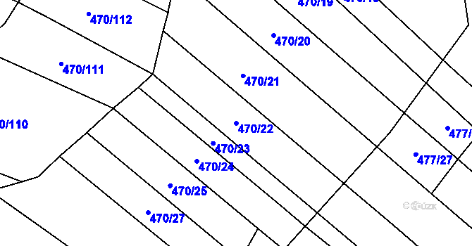 Parcela st. 470/22 v KÚ Řeznovice, Katastrální mapa