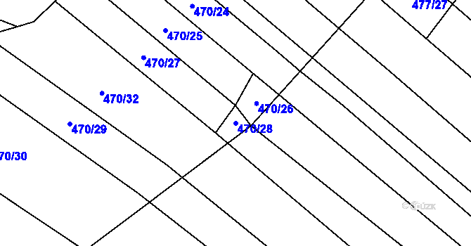 Parcela st. 470/28 v KÚ Řeznovice, Katastrální mapa