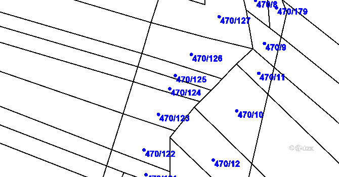 Parcela st. 470/124 v KÚ Řeznovice, Katastrální mapa