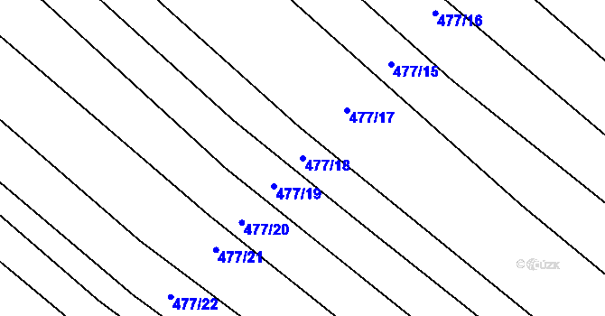 Parcela st. 477/18 v KÚ Řeznovice, Katastrální mapa