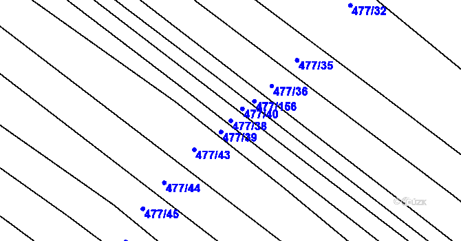 Parcela st. 477/38 v KÚ Řeznovice, Katastrální mapa