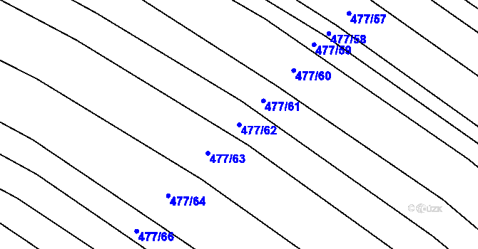 Parcela st. 477/62 v KÚ Řeznovice, Katastrální mapa
