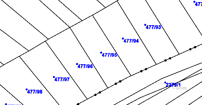 Parcela st. 477/95 v KÚ Řeznovice, Katastrální mapa