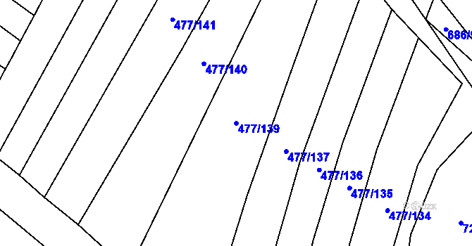 Parcela st. 477/139 v KÚ Řeznovice, Katastrální mapa