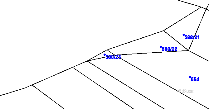 Parcela st. 588/23 v KÚ Řeznovice, Katastrální mapa
