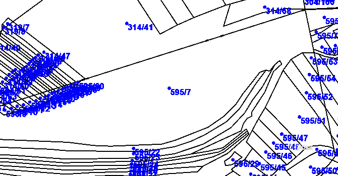 Parcela st. 595/7 v KÚ Řeznovice, Katastrální mapa