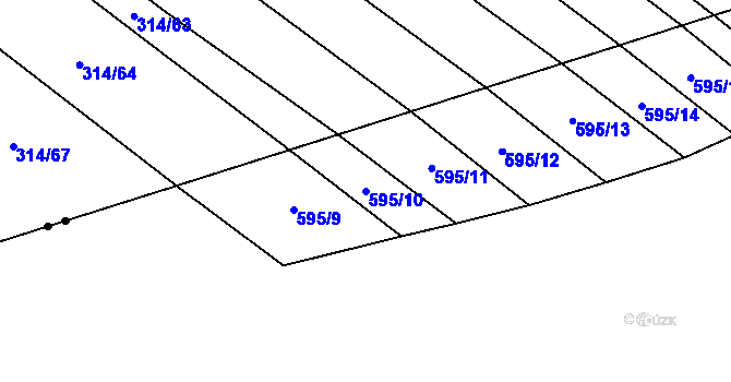 Parcela st. 595/10 v KÚ Řeznovice, Katastrální mapa