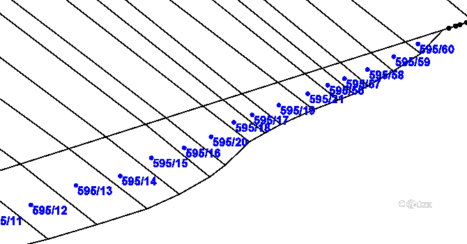 Parcela st. 595/18 v KÚ Řeznovice, Katastrální mapa