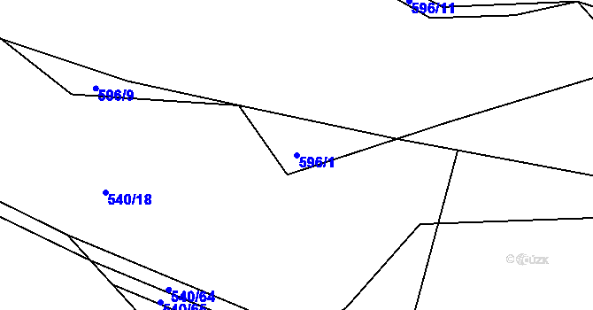 Parcela st. 596/1 v KÚ Řeznovice, Katastrální mapa
