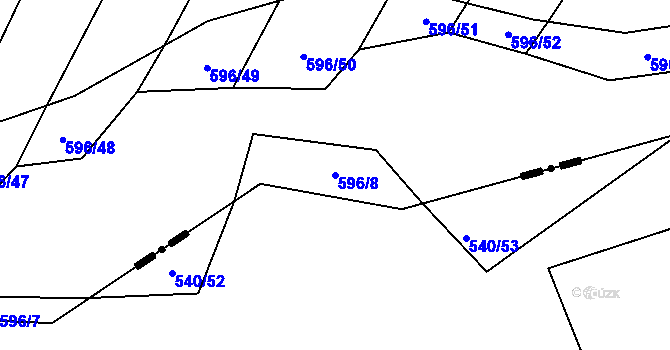 Parcela st. 596/8 v KÚ Řeznovice, Katastrální mapa