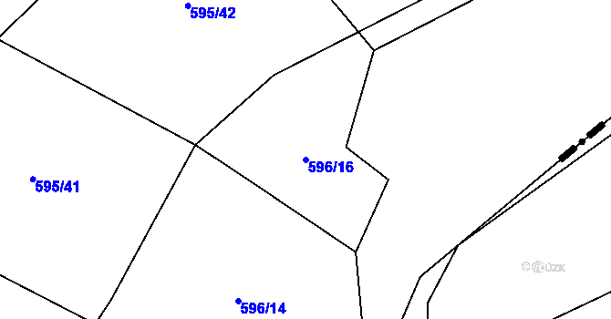 Parcela st. 596/16 v KÚ Řeznovice, Katastrální mapa