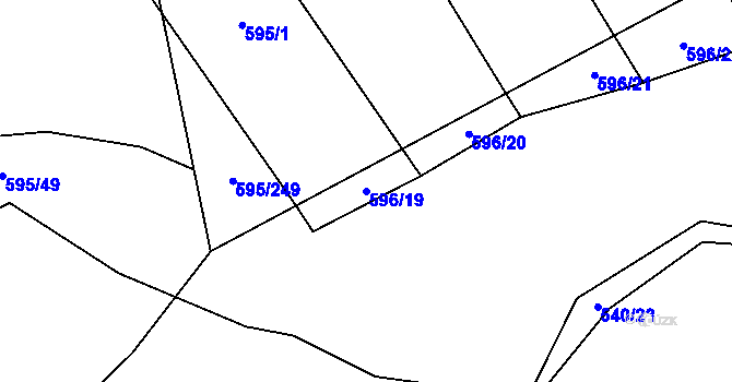 Parcela st. 596/19 v KÚ Řeznovice, Katastrální mapa