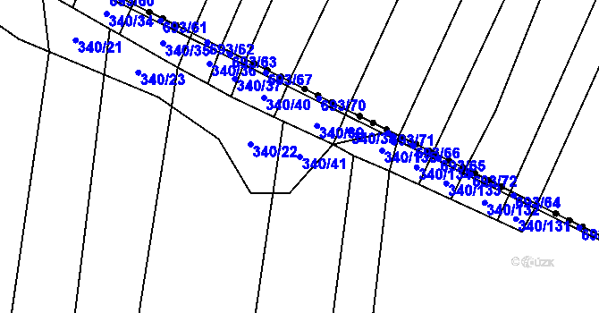 Parcela st. 340/41 v KÚ Řeznovice, Katastrální mapa