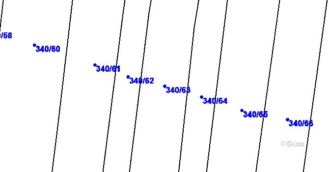 Parcela st. 340/63 v KÚ Řeznovice, Katastrální mapa