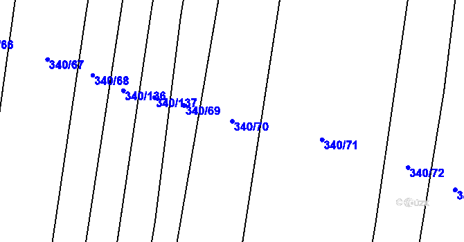 Parcela st. 340/70 v KÚ Řeznovice, Katastrální mapa