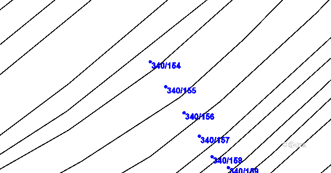 Parcela st. 340/155 v KÚ Řeznovice, Katastrální mapa