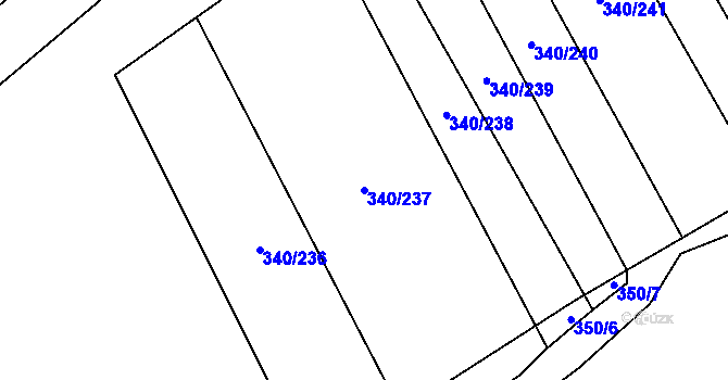 Parcela st. 340/237 v KÚ Řeznovice, Katastrální mapa