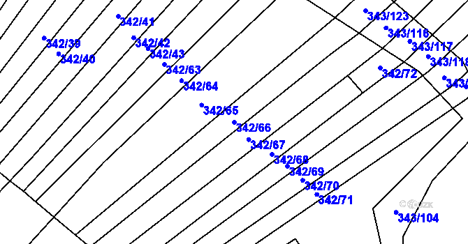 Parcela st. 342/66 v KÚ Řeznovice, Katastrální mapa
