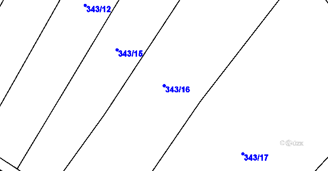 Parcela st. 343/16 v KÚ Řeznovice, Katastrální mapa