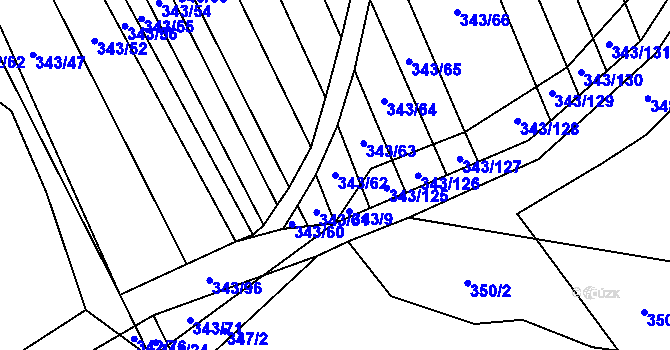 Parcela st. 343/62 v KÚ Řeznovice, Katastrální mapa