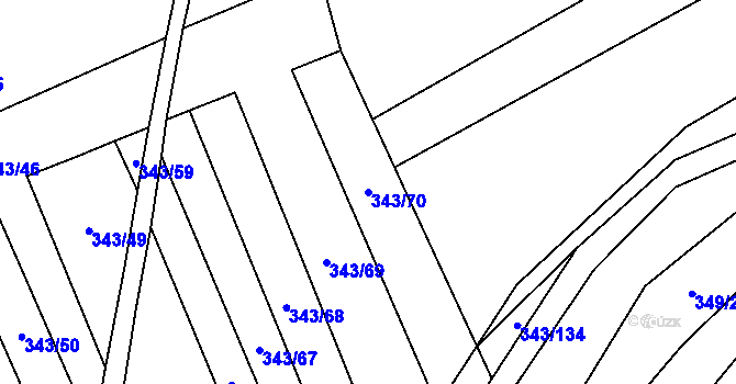 Parcela st. 343/70 v KÚ Řeznovice, Katastrální mapa
