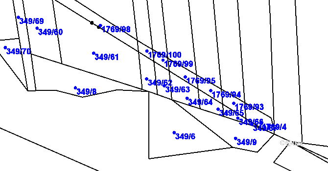 Parcela st. 349/63 v KÚ Řeznovice, Katastrální mapa