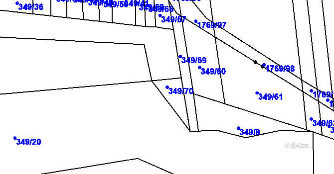 Parcela st. 349/70 v KÚ Řeznovice, Katastrální mapa
