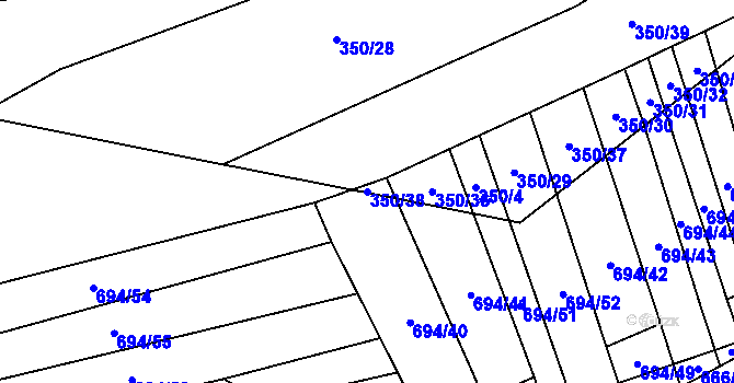 Parcela st. 350/38 v KÚ Řeznovice, Katastrální mapa