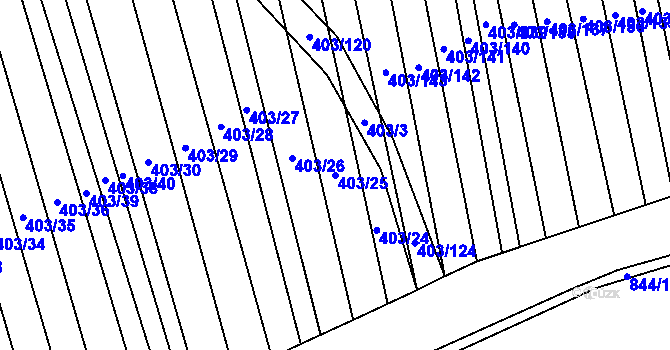 Parcela st. 403/25 v KÚ Řeznovice, Katastrální mapa