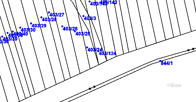 Parcela st. 403/124 v KÚ Řeznovice, Katastrální mapa