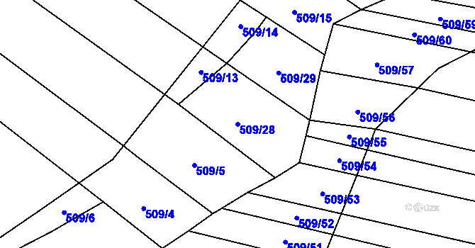Parcela st. 509/28 v KÚ Řeznovice, Katastrální mapa