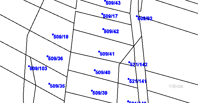Parcela st. 509/41 v KÚ Řeznovice, Katastrální mapa